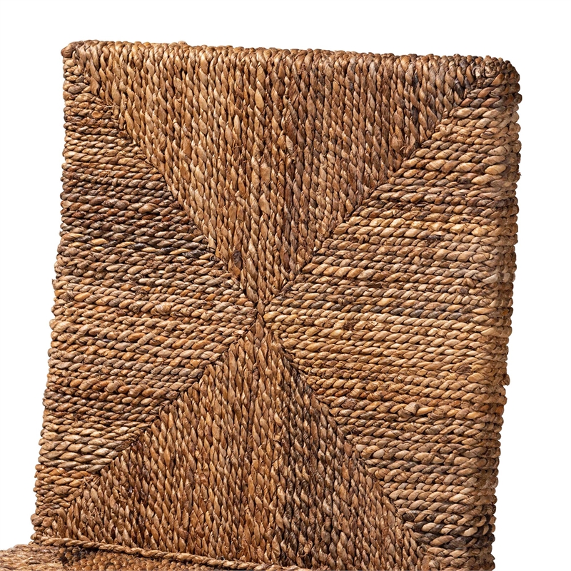 Bowery Hill Dark Brown Mahogany Wood and Seagrass Counter Stool