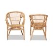 Bowery Hill Modern Natural Brown Rattan 2-Piece Dining Chair Set