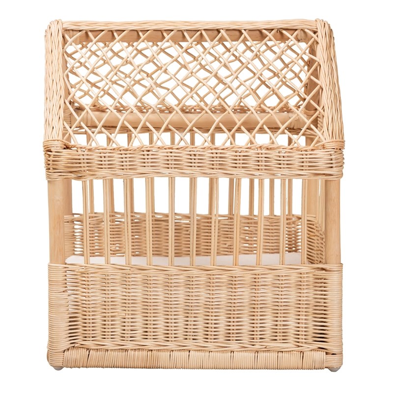Bowery Hill Contemporary Bohemian Natural Brown Rattan Pet Bed