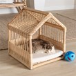 Bowery Hill Contemporary Bohemian Natural Brown Rattan Pet Bed