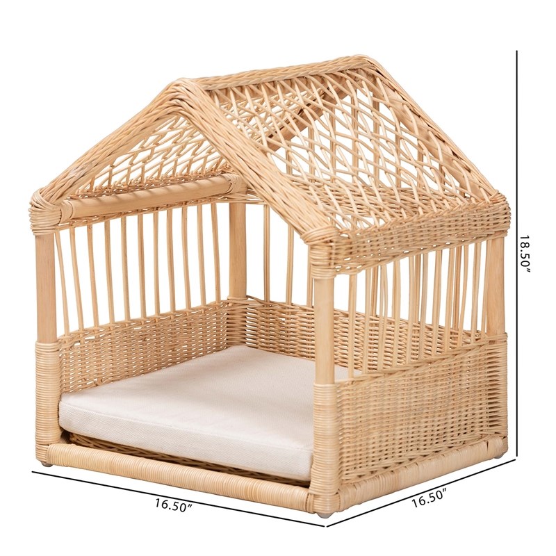 Bowery Hill Contemporary Bohemian Natural Brown Rattan Pet Bed