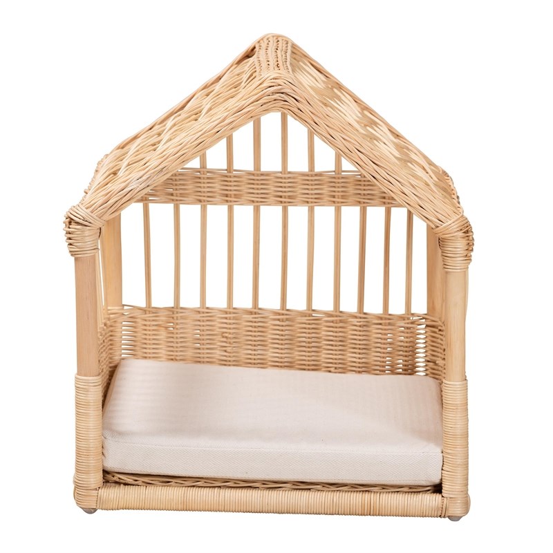 Bowery Hill Contemporary Bohemian Natural Brown Rattan Pet Bed