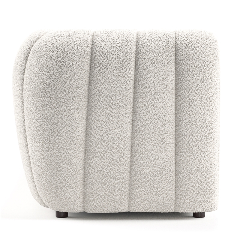 Bowery Hill Modern Boucle Fabric Channel Tufted Sofa in Off White