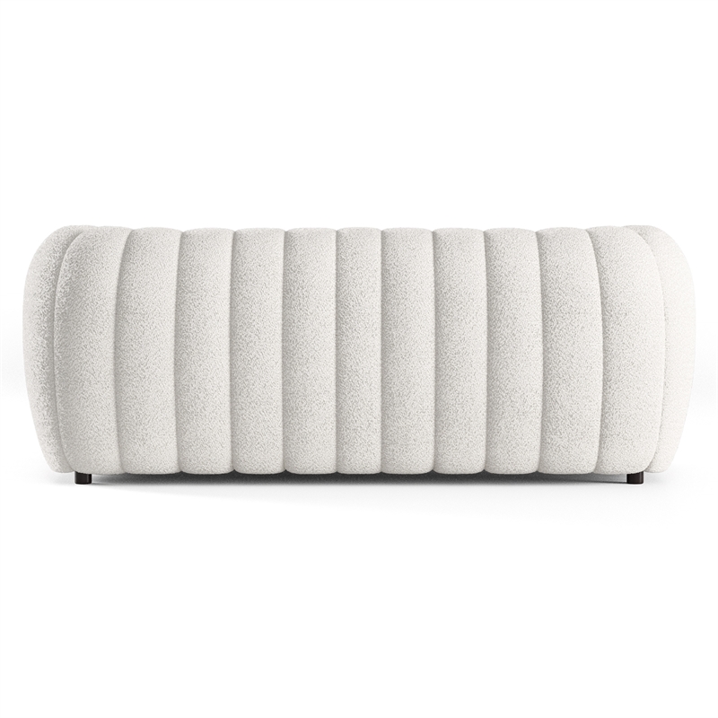 Bowery Hill Modern Boucle Fabric Channel Tufted Sofa in Off White