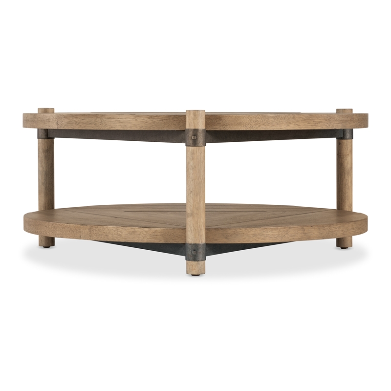 Bowery Hill Modern Round Cocktail Table in Light Natural Wood