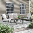 Bowery Hill 4-Piece Beige Outdoor Patio Metal Conversation Set