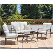 Bowery Hill 4-Piece Beige Outdoor Patio Metal Conversation Set