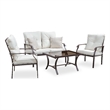 Bowery Hill 4-Piece Beige Outdoor Patio Metal Conversation Set