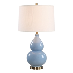 Bowery Hill Contemporary 26&quotH x 15&quotW x 15&quotD Ceramic Table Lamp in Blue