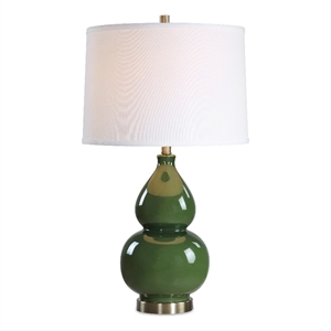 Bowery Hill Contemporary 26&quotH x 15&quotW x 15&quotD Ceramic Table Lamp in Green