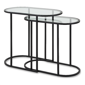 Bowery Hill Contemporary 22&quotH x 24&quotW x 12.5&quotD Accent Iron Table in Black
