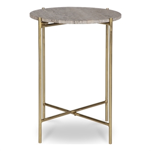 Bowery Hill Contemporary 22&quotH x 16&quotW x 16&quotD Accent Marble Table in Brown