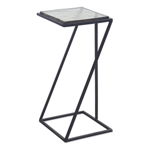 Bowery Hill Contemporary 24.5&quotH x 12.2&quotW x 11&quotD Accent Iron Table in Black