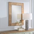 Bowery Hill Chevron Pattern Coastal MDF Wood Mirror in Natural