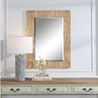 Bowery Hill Chevron Pattern Coastal MDF Wood Mirror in Natural