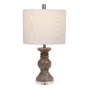 Bowery Hill 1-Light Farmhouse Ceramic Table Lamp in Gray/Silver