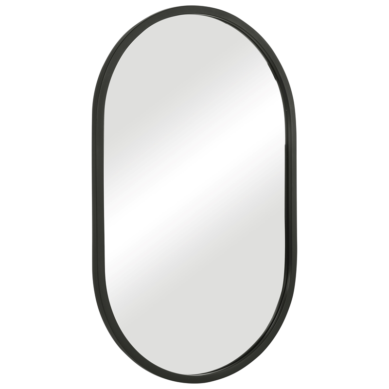 Bowery Hill Contemporary PVC Vinyl Mirror in Matte Black Finish