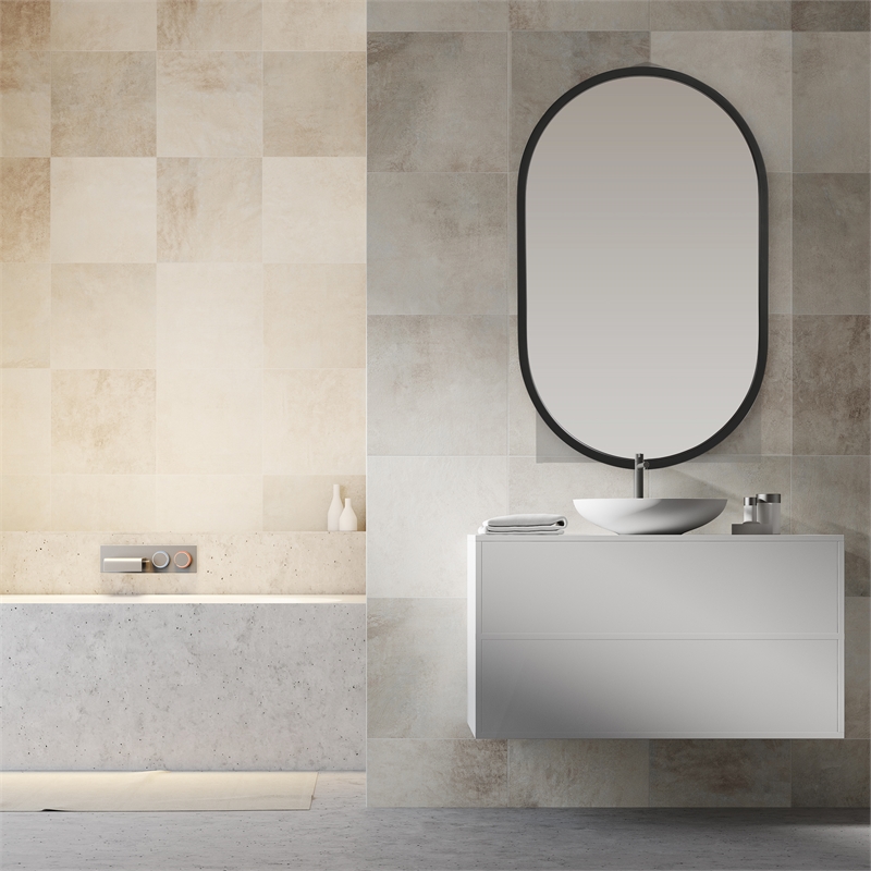 Bowery Hill Contemporary PVC Vinyl Mirror in Matte Black Finish