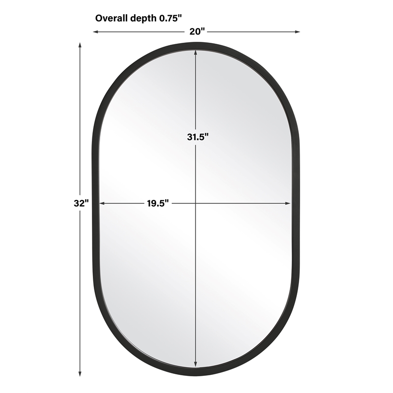 Bowery Hill Contemporary PVC Vinyl Mirror in Matte Black Finish