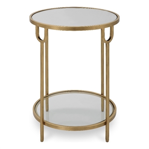 Bowery Hill Iron Gold Accent Table Round 24.25&quotH Unassembled