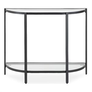 Bowery Hill Iron Black Console Table Rectangular Tempered Glass 30.25&quotH x 36.125&quotW x 12.25&quotD