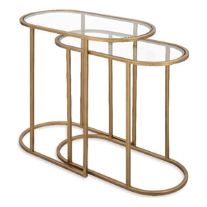 Bowery Hill Iron Antique Brass Accent Table Oval 22&quotH x 24&quotW x 12.5&quotD