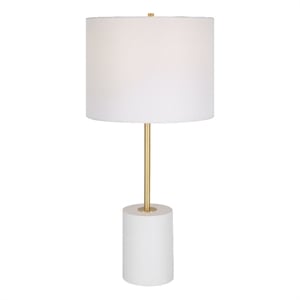 Bowery Hill 1-Light Coastal Metal & Fabric Table Lamp in White/Gold