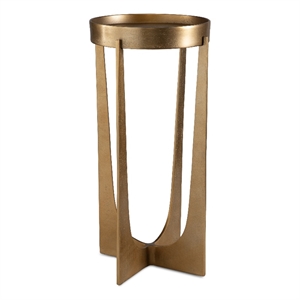 Bowery Hill Aluminum Antique Brass Accent Table Round 24.3&quotH x 12.2&quotW x 12.2&quotD