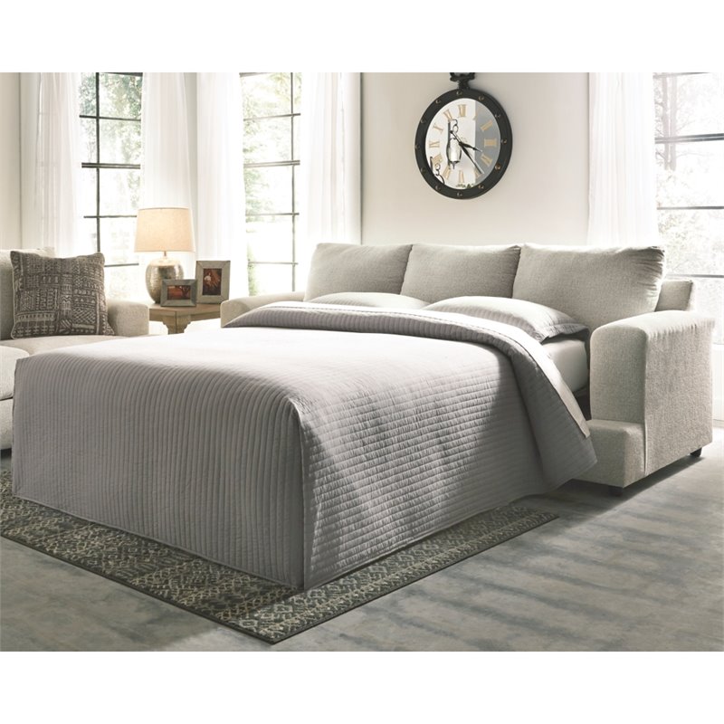 Bowery Hill Fabric Stone Sleeper Sofa Queen Contemporary 96