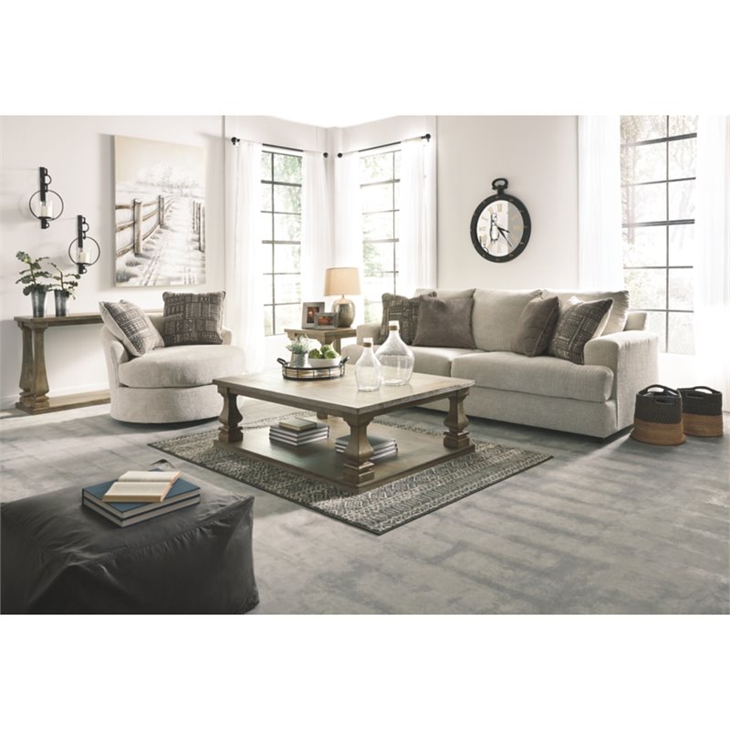 Bowery Hill Fabric Stone Sleeper Sofa Queen Contemporary 96