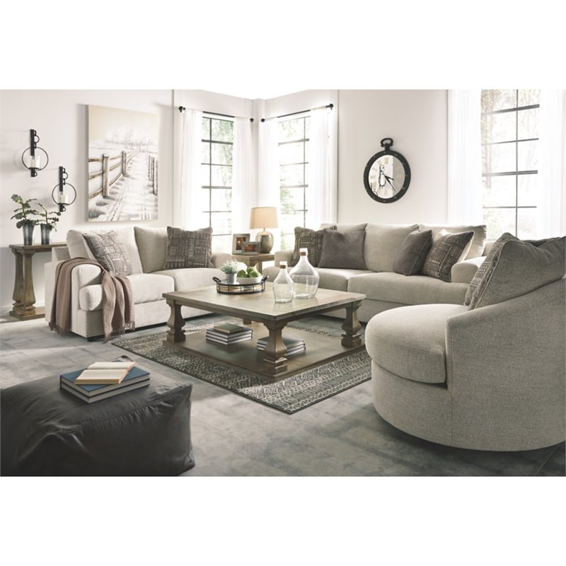 Bowery Hill Fabric Stone Sleeper Sofa Queen Contemporary 96