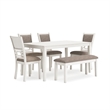 Bowery Hill Contemporary Wood Antique White Dining Table Set