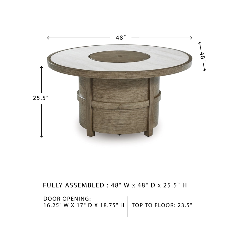 Bowery Hill Contemporary Beige Wicker / Rattan Fire Pit Table