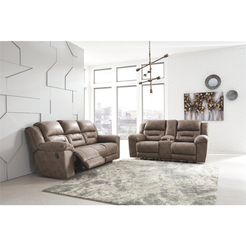 Bowery Hill Contemporary Fabric Reclining Sofa in Light Brown