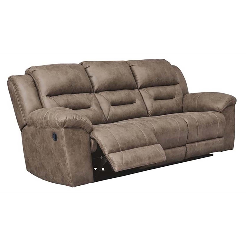 Bowery Hill Contemporary Fabric Reclining Sofa in Light Brown