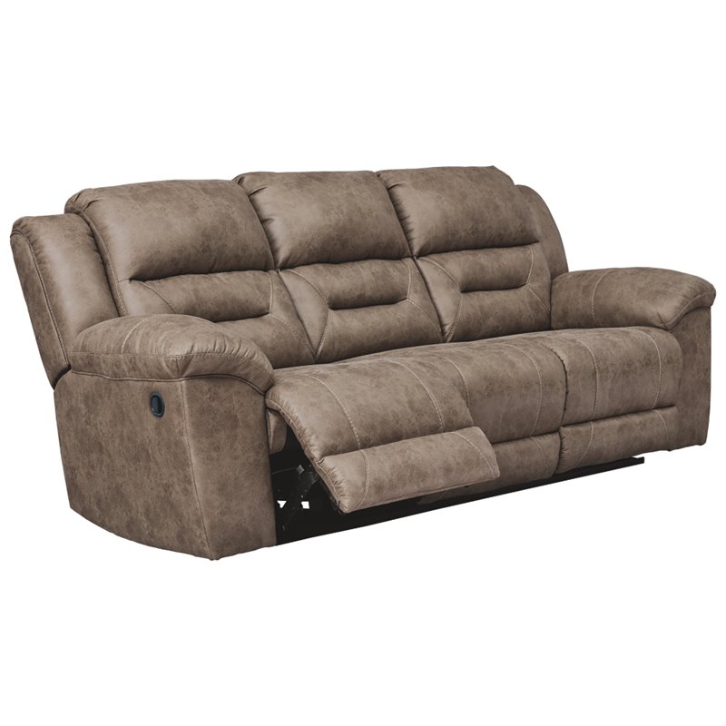 Bowery Hill Contemporary Fabric Reclining Sofa in Light Brown