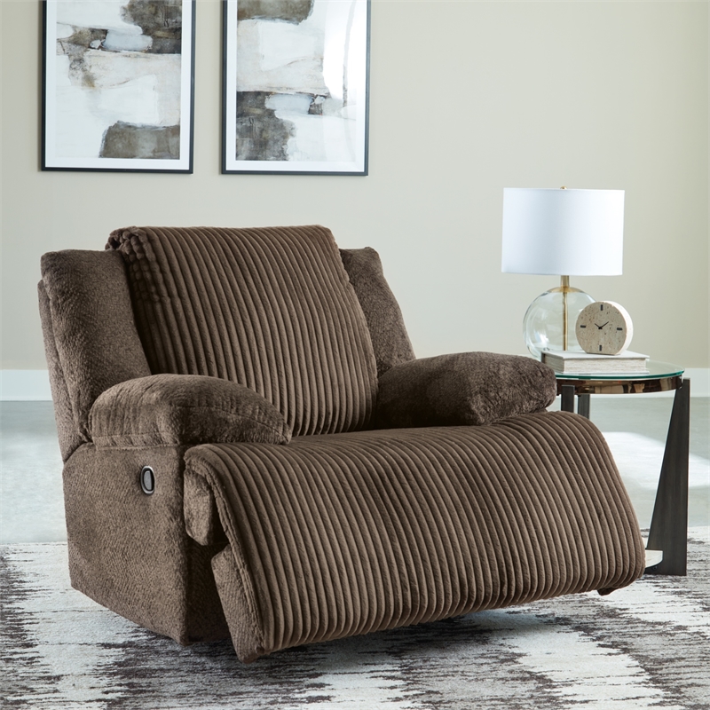 Bowery Hill Contemporary Polyester Top Tier Chocolate Recliner