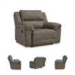 Bowery Hill Contemporary Faux Leather Fossil Oversized Recliner