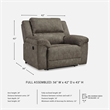 Bowery Hill Contemporary Faux Leather Fossil Oversized Recliner