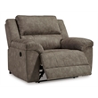 Bowery Hill Contemporary Faux Leather Fossil Oversized Recliner