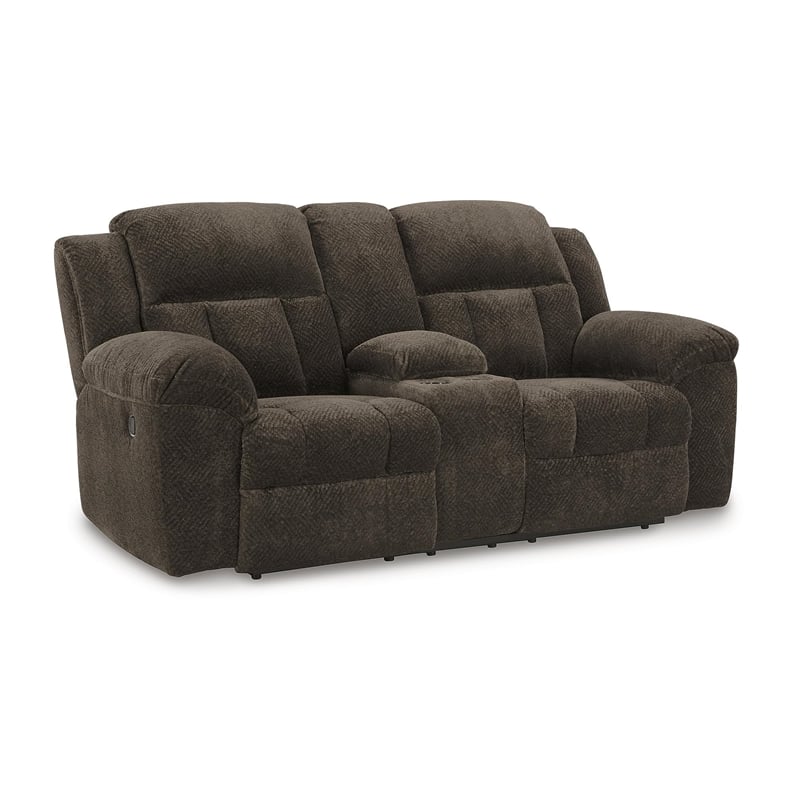 Bowery Hill Contemporary Polyester Chocolate Reclining Loveseat