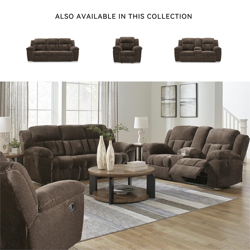 Bowery Hill Contemporary Polyester Chocolate Reclining Loveseat