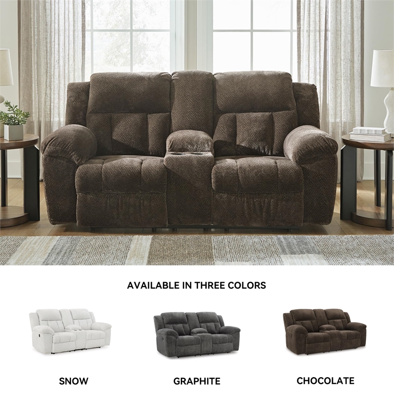 Bowery Hill Contemporary Polyester Chocolate Reclining Loveseat