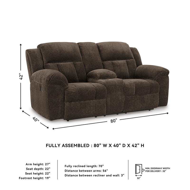 Bowery Hill Contemporary Polyester Chocolate Reclining Loveseat