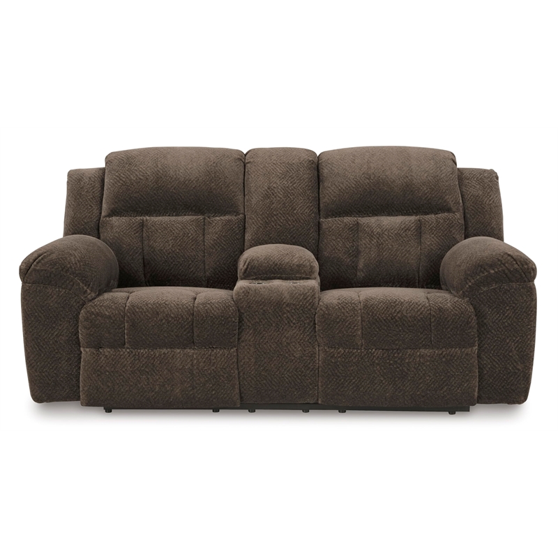 Bowery Hill Contemporary Polyester Chocolate Reclining Loveseat
