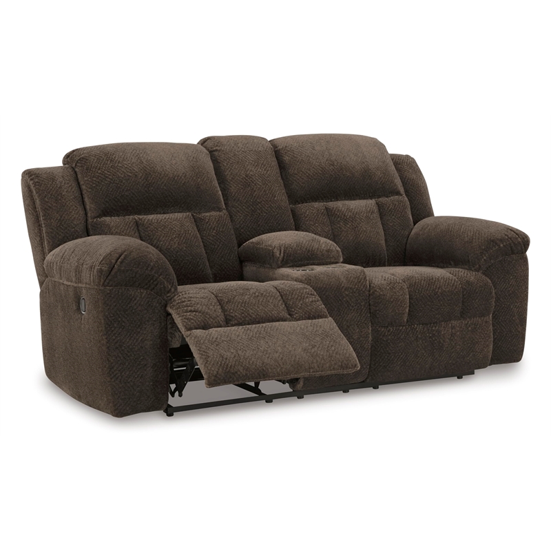 Bowery Hill Contemporary Polyester Chocolate Reclining Loveseat