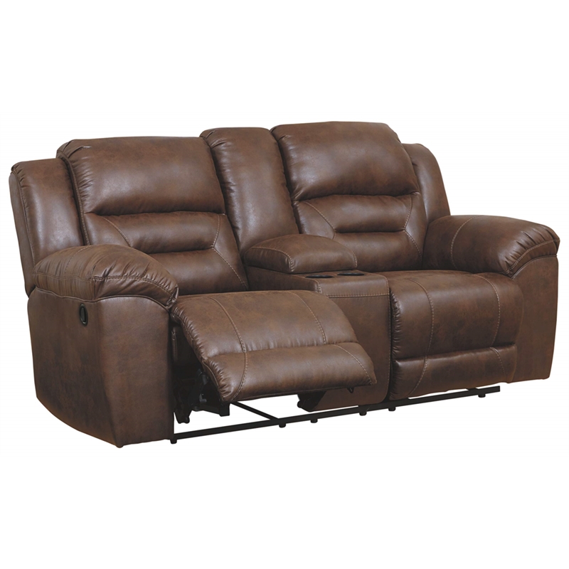Bowery Hill Contemporary Fabric Reclining Loveseat in Chocolate