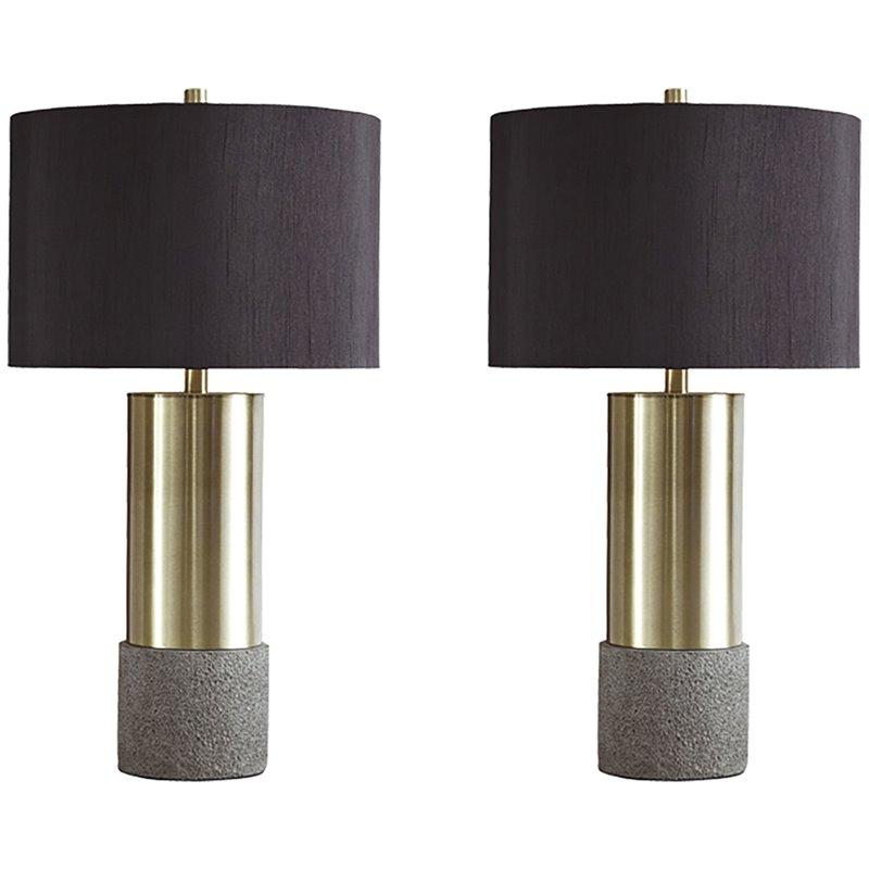 Bowery Hill Metal Gray Table Lamp Drum Shade 27.25