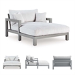 Bowery Hill Contemporary Polyester Gray Chaise Lounge with Cushion