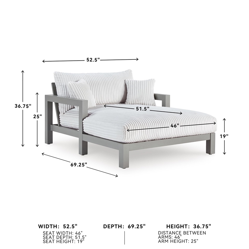 Bowery Hill Contemporary Polyester Gray Chaise Lounge with Cushion